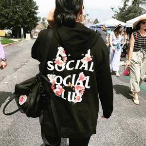 Anti Social Social Club Kkoch Black Floral Butterfly Graphic Hooded Sweatshirt